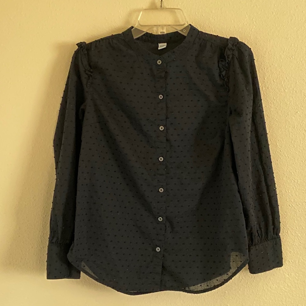 Black semi sheer button up!